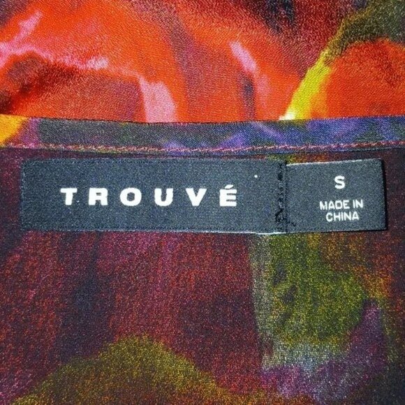 Nordstrom Trouve Mirrored Floral Multicolor Blouse - Picture 6 of 7